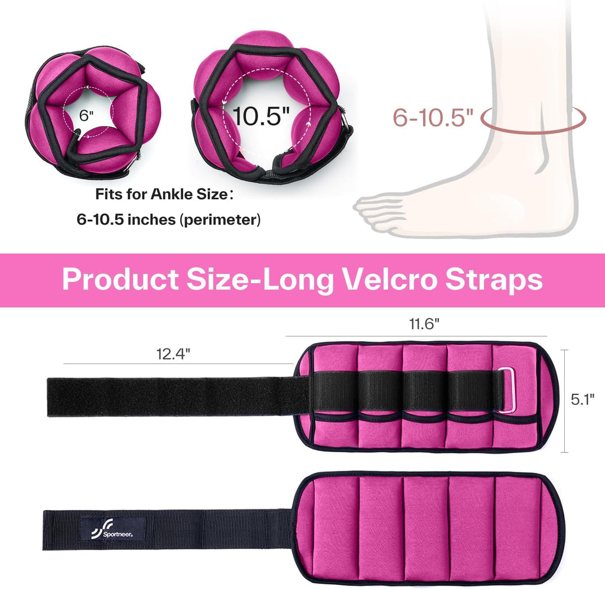 Adjustable Ankle and Wrist Weights for Women Pair of 4lb/13lb