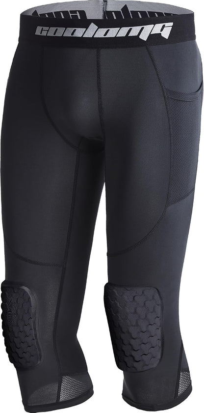 Basketball Leggings with Knee Pads for Kids Youth 3/4