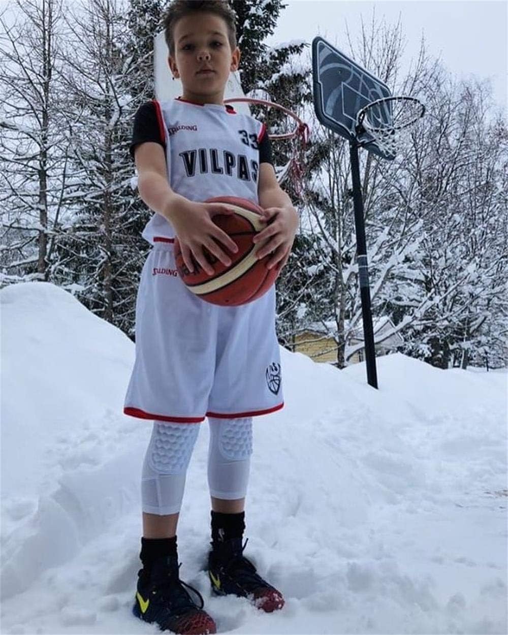 Basketball Leggings with Knee Pads for Kids Youth 3/4