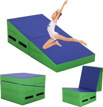 Gymnastics Wedge, 48x24 Inch Wedge Mats for Gymnastics, Gymnastics Wedge Mat with Non-Slip PVC Surface and Handle, Cheese Mat for Gymnastics for Exercise, Yoga, Kids Home Gym Fitness, Cheese Mat