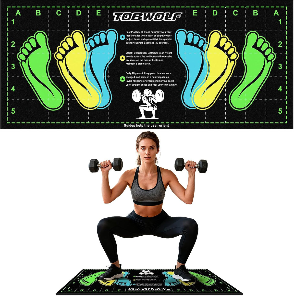 Non-Slip Squat Mat with Foot Position, Pro-Grade Exercise Mat