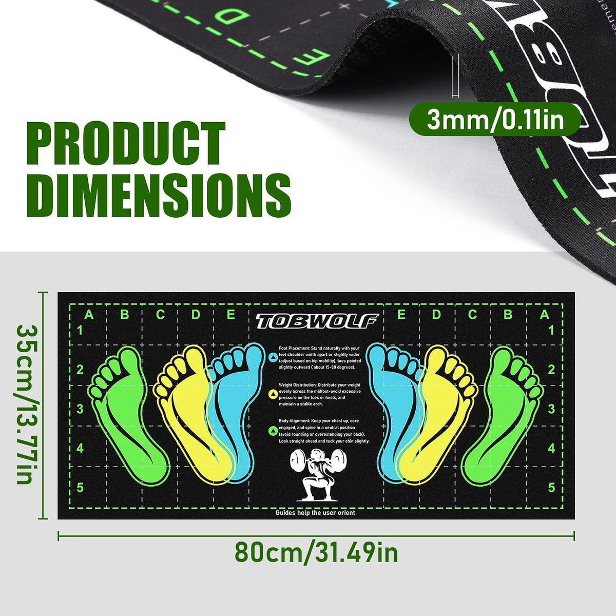 Non-Slip Squat Mat with Foot Position, Pro-Grade Exercise Mat