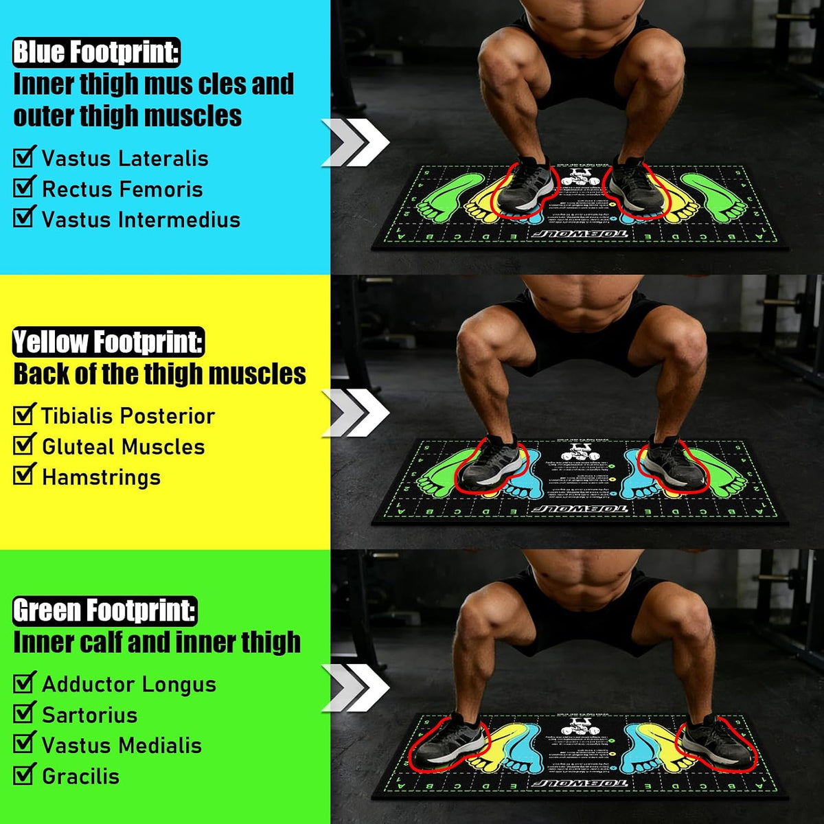 Non-Slip Squat Mat with Foot Position, Pro-Grade Exercise Mat