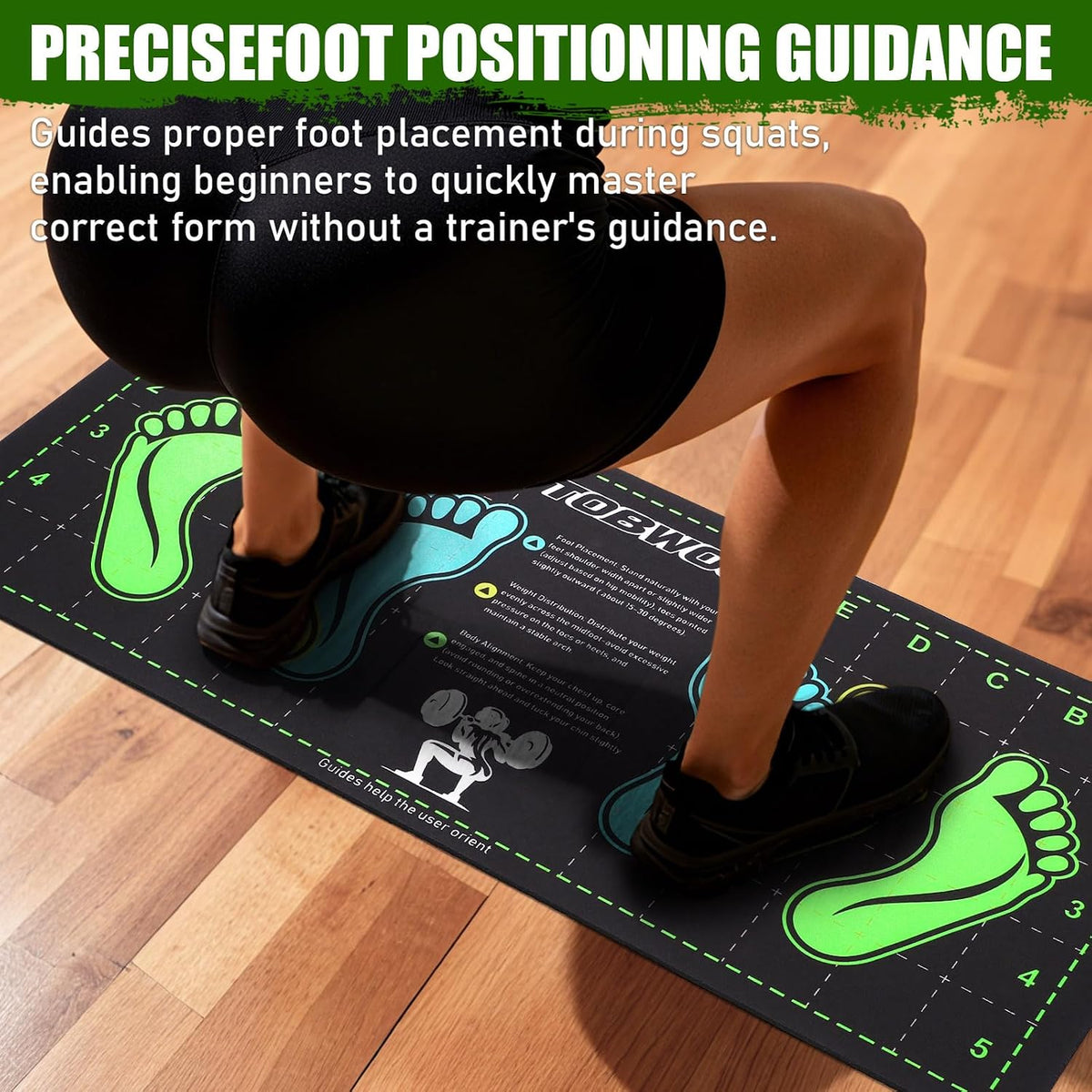 Non-Slip Squat Mat with Foot Position, Pro-Grade Exercise Mat