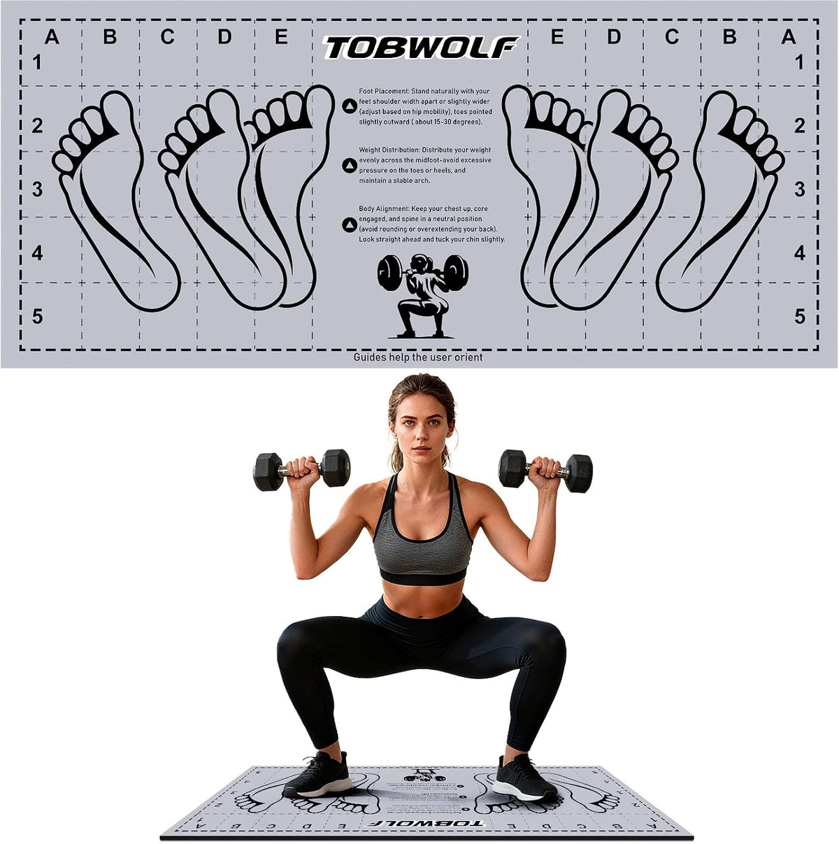Non-Slip Squat Mat with Foot Position, Pro-Grade Exercise Mat