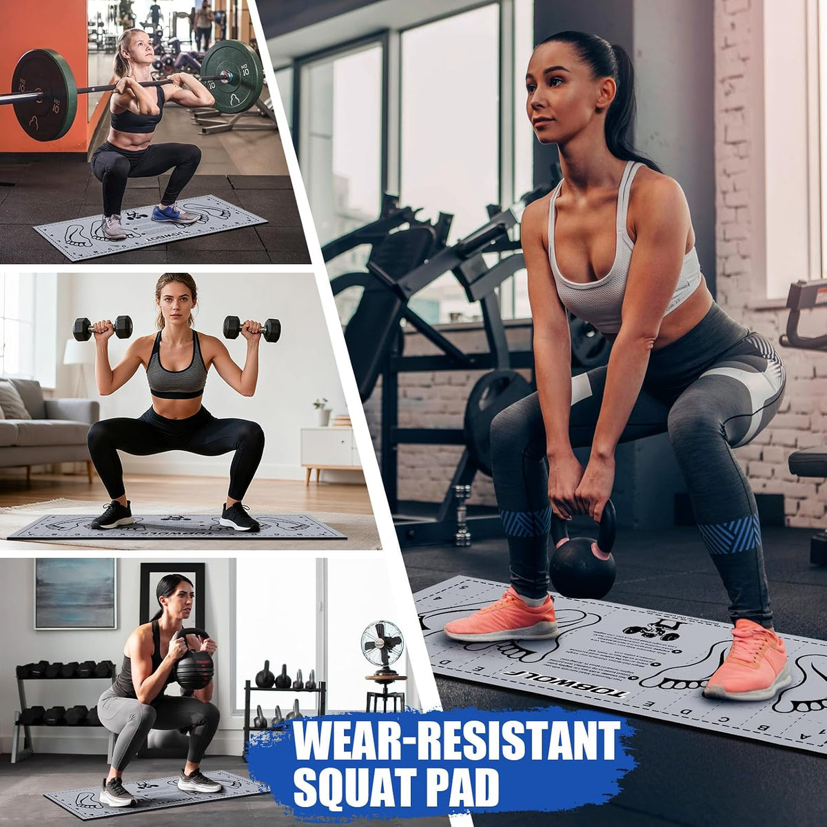 Non-Slip Squat Mat with Foot Position, Pro-Grade Exercise Mat