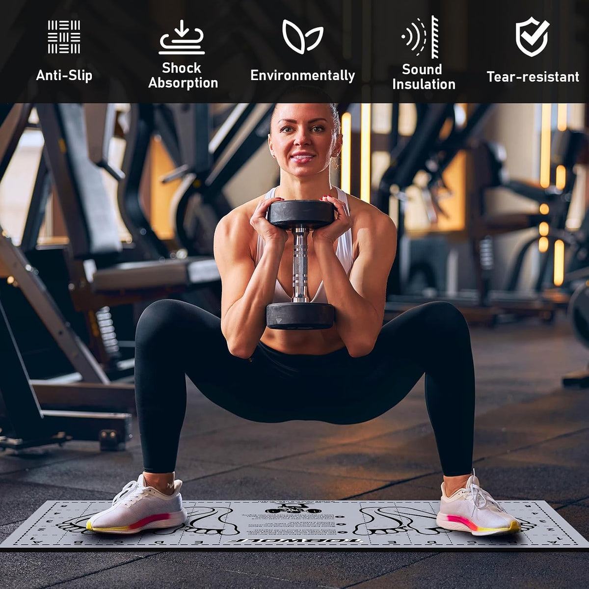 Non-Slip Squat Mat with Foot Position, Pro-Grade Exercise Mat