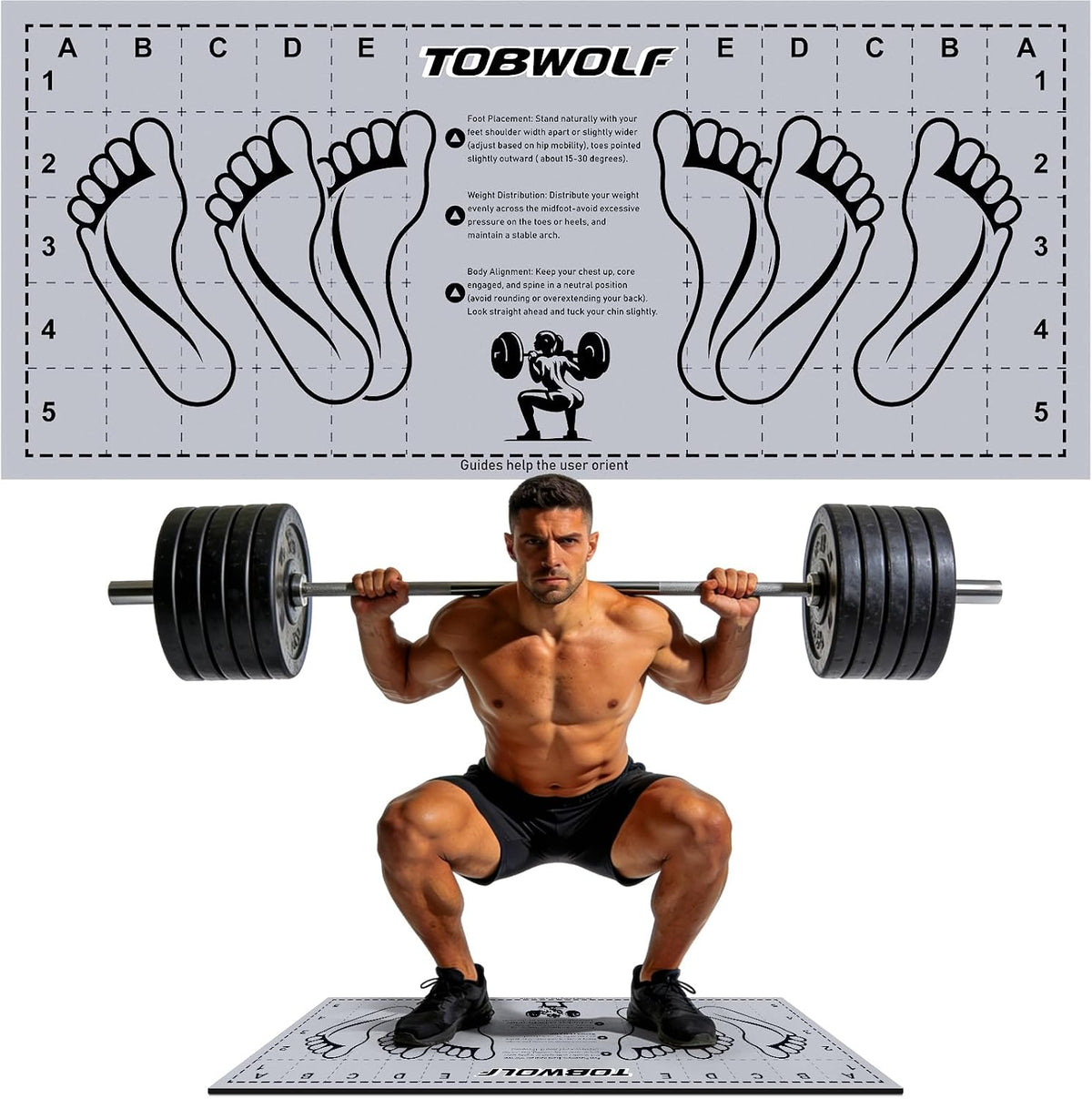 Non-Slip Squat Mat with Foot Position, Pro-Grade Exercise Mat