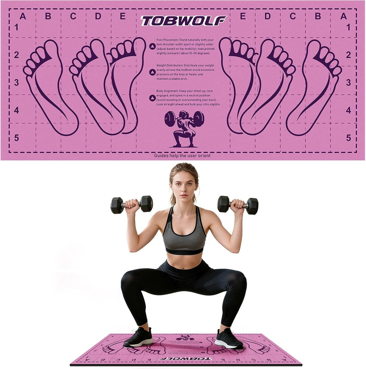 Non-Slip Squat Mat with Foot Position, Pro-Grade Exercise Mat