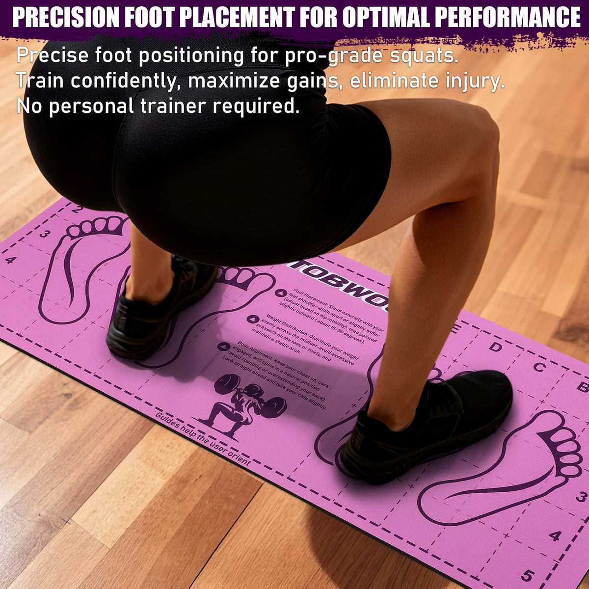 Non-Slip Squat Mat with Foot Position, Pro-Grade Exercise Mat