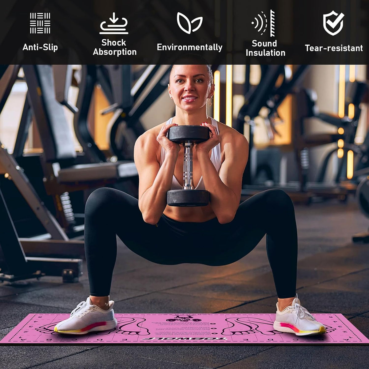 Non-Slip Squat Mat with Foot Position, Pro-Grade Exercise Mat