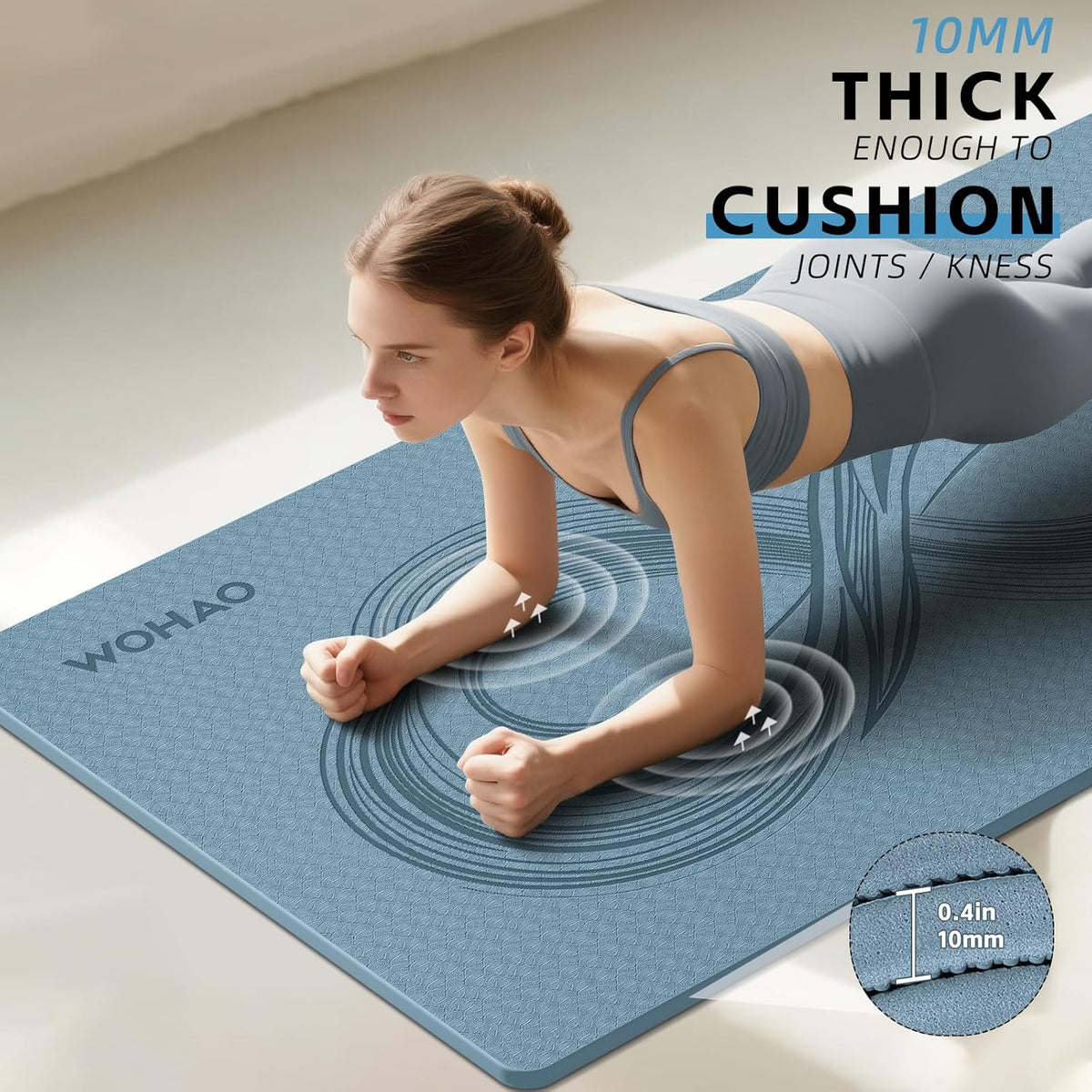 Large 76"x40"x0.4" Yoga Mat | Extra Width & Thick, Non-Slip Exercise Mat, Versatile for Stretching, Yoga Studio, Gym, Home & Indoor/Outdoor Workouts
