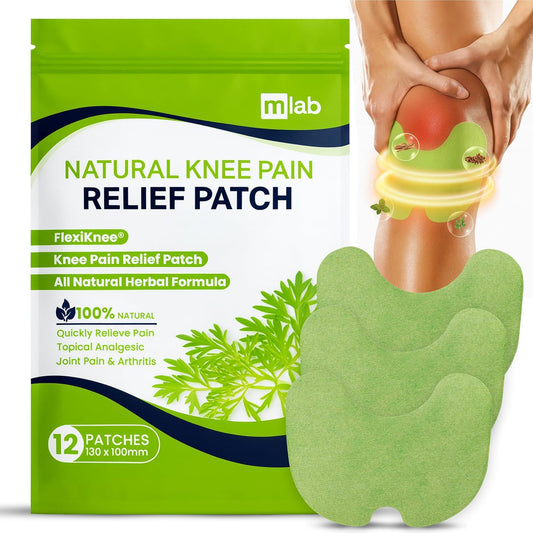 Warming Herbal Knee Pain Patches (12 Count) - 12-Hour Strong Hold