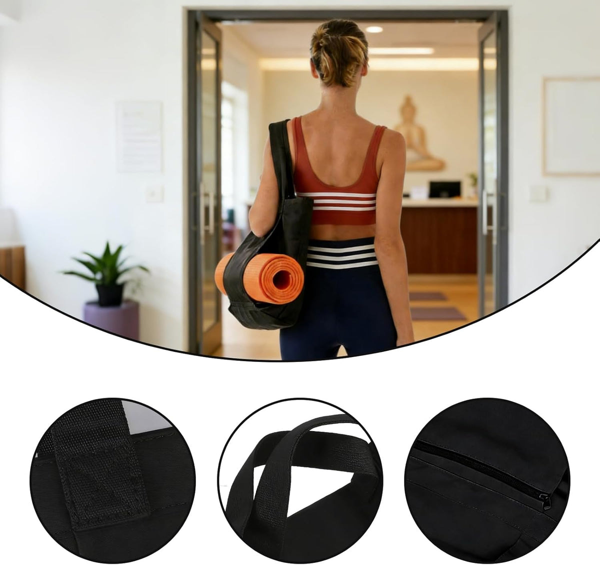 Yoga Mat Bag Carrier, Gym Bag with Yoga Mat Holder for Women Men, Waterproof Wet Pocket & Hook-and-loop Tote Bag for Yoga Gym Quick Access Storage