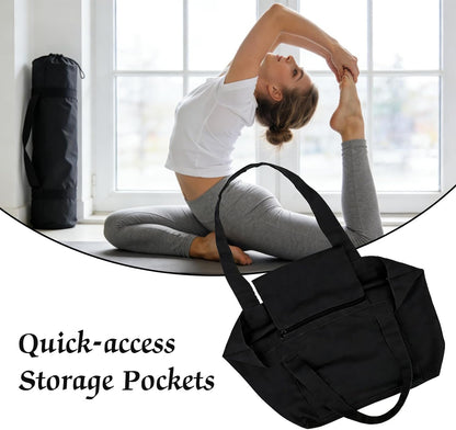 Yoga Mat Bag Carrier, Gym Bag with Yoga Mat Holder for Women Men, Waterproof Wet Pocket & Hook-and-loop Tote Bag for Yoga Gym Quick Access Storage