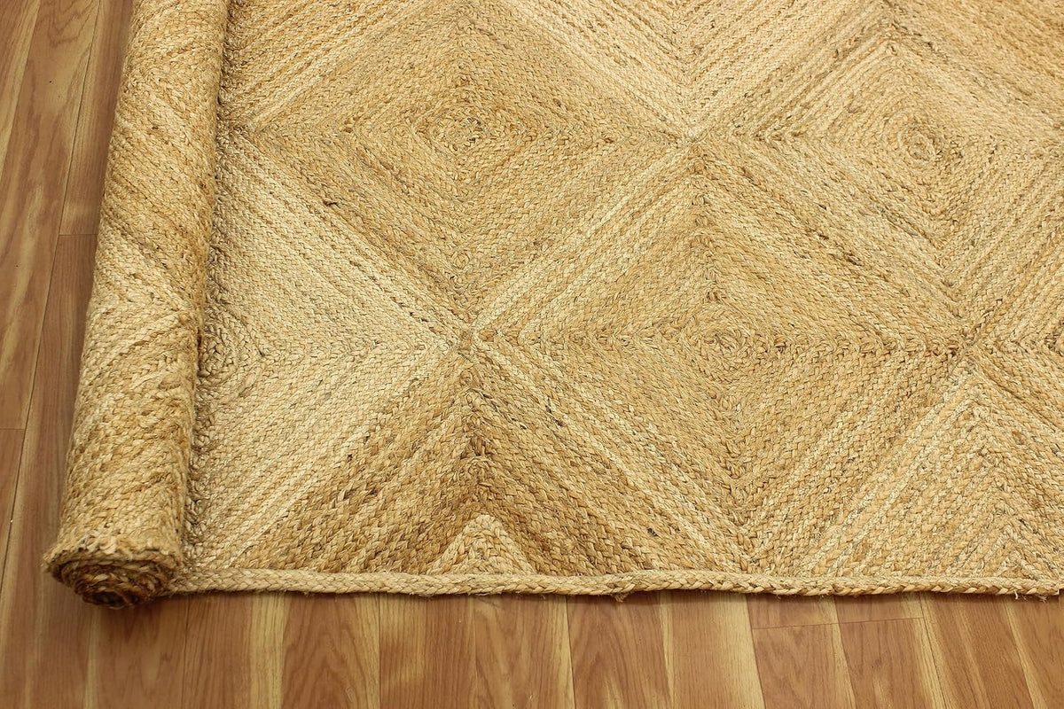 Premium Quality Jute Rug 2x3 Kilim Area Rug Hand Braided Jute Geometric Pattern Beige Hand Woven Boho Flatweave Carpet Indoor Outdoor Rugs for Kitchen Garden Yoga Mat - Colors B