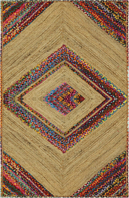 Premium Quality Jute Rug 2x3 Kilim Area Rug Hand Braided Jute Geometric Pattern Beige Hand Woven Boho Flatweave Carpet Indoor Outdoor Rugs for Kitchen Garden Yoga Mat - Colors B