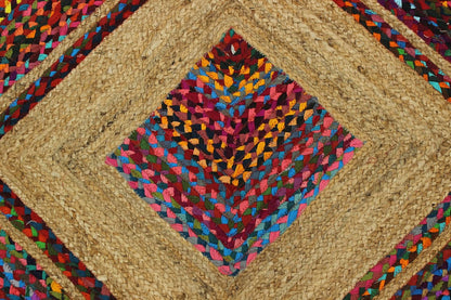 Premium Quality Jute Rug 2x3 Kilim Area Rug Hand Braided Jute Geometric Pattern Beige Hand Woven Boho Flatweave Carpet Indoor Outdoor Rugs for Kitchen Garden Yoga Mat - Colors B