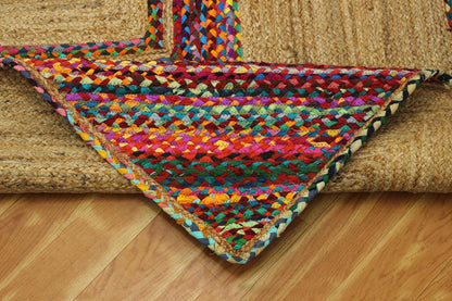Premium Quality Jute Rug 2x3 Kilim Area Rug Hand Braided Jute Geometric Pattern Beige Hand Woven Boho Flatweave Carpet Indoor Outdoor Rugs for Kitchen Garden Yoga Mat - Colors B
