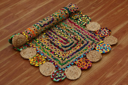 Premium Quality Jute Rug 2x3 Kilim Area Rug Hand Braided Jute Geometric Pattern Beige Hand Woven Boho Flatweave Carpet Indoor Outdoor Rugs for Kitchen Garden Yoga Mat - Colors B
