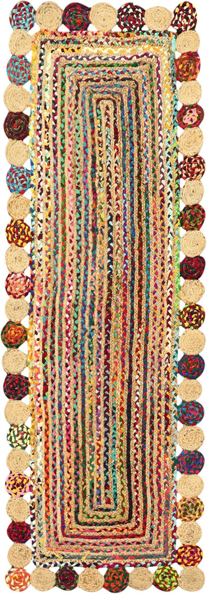 Premium Quality Jute Rug 2x3 Kilim Area Rug Hand Braided Jute Geometric Pattern Beige Hand Woven Boho Flatweave Carpet Indoor Outdoor Rugs for Kitchen Garden Yoga Mat - Colors B