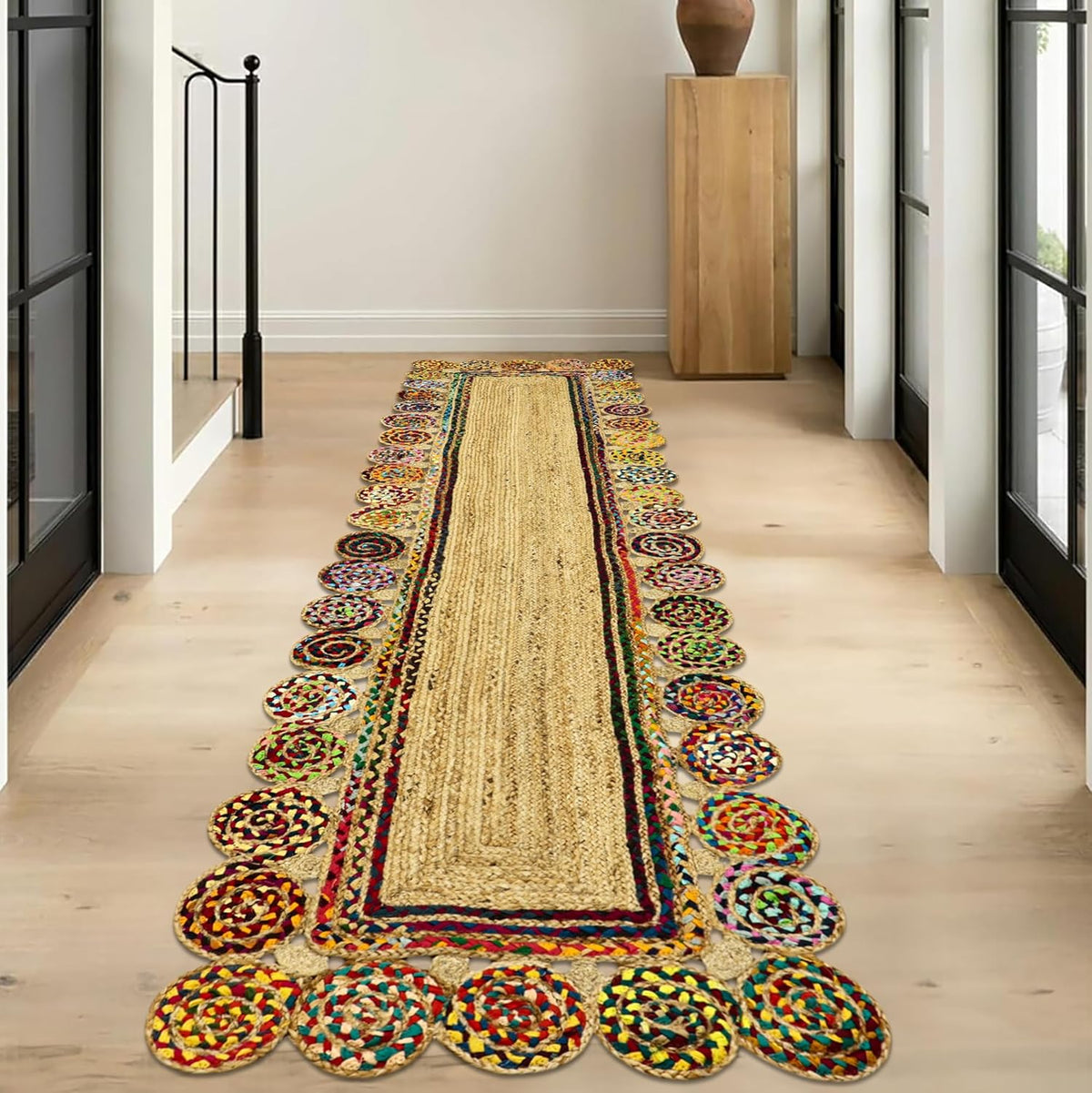 Premium Quality Jute Rug 2x3 Kilim Area Rug Hand Braided Jute Geometric Pattern Beige Hand Woven Boho Flatweave Carpet Indoor Outdoor Rugs for Kitchen Garden Yoga Mat - Colors B