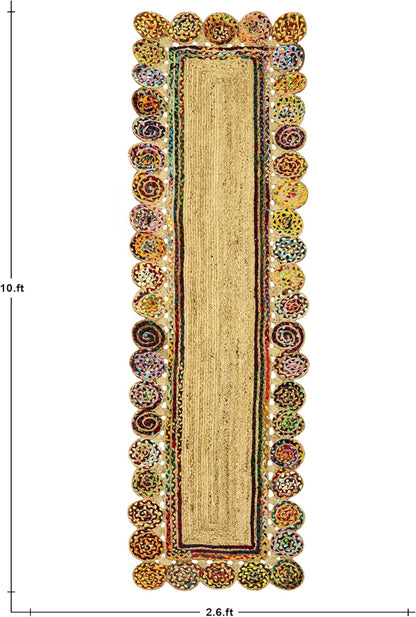 Premium Quality Jute Rug 2x3 Kilim Area Rug Hand Braided Jute Geometric Pattern Beige Hand Woven Boho Flatweave Carpet Indoor Outdoor Rugs for Kitchen Garden Yoga Mat - Colors B