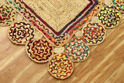 Premium Quality Jute Rug 2x3 Kilim Area Rug Hand Braided Jute Geometric Pattern Beige Hand Woven Boho Flatweave Carpet Indoor Outdoor Rugs for Kitchen Garden Yoga Mat - Colors B