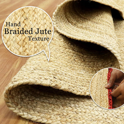 Premium Quality Jute Rug 2x3 Kilim Area Rug Hand Braided Jute Geometric Pattern Beige Hand Woven Boho Flatweave Carpet Indoor Outdoor Rugs for Kitchen Garden Yoga Mat - Colors B