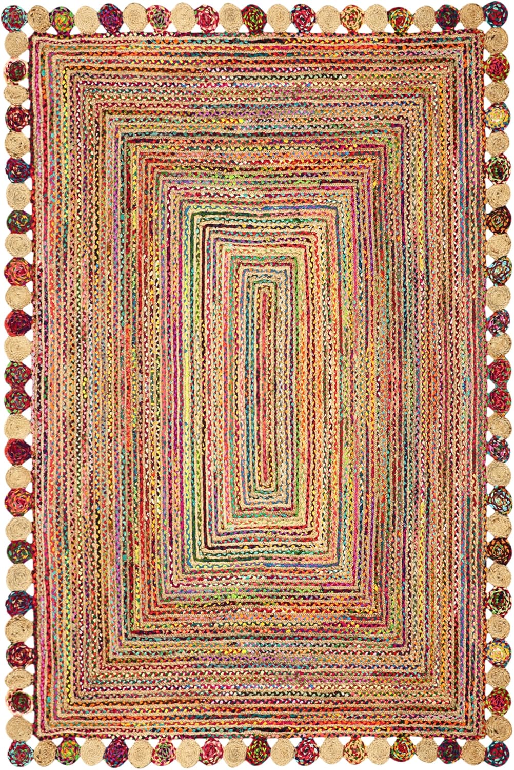 Premium Quality Jute Rug 2x3 Kilim Area Rug Hand Braided Jute Geometric Pattern Beige Hand Woven Boho Flatweave Carpet Indoor Outdoor Rugs for Kitchen Garden Yoga Mat - Colors B