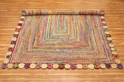 Premium Quality Jute Rug 2x3 Kilim Area Rug Hand Braided Jute Geometric Pattern Beige Hand Woven Boho Flatweave Carpet Indoor Outdoor Rugs for Kitchen Garden Yoga Mat - Colors B