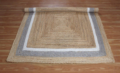 Premium Quality Jute Rug 2x3 Kilim Area Rug Hand Braided Jute Geometric Pattern Beige Hand Woven Boho Flatweave Carpet Indoor Outdoor Rugs for Kitchen Garden Yoga Mat - Colors B
