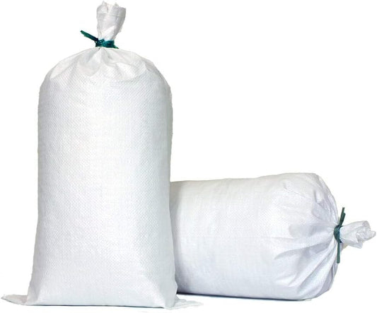 Sandbags - Extra Durable Empty White Woven Polypropylene Sand Bags w/Ties, Max. UV Protection, 14" x 26" (20 Count)