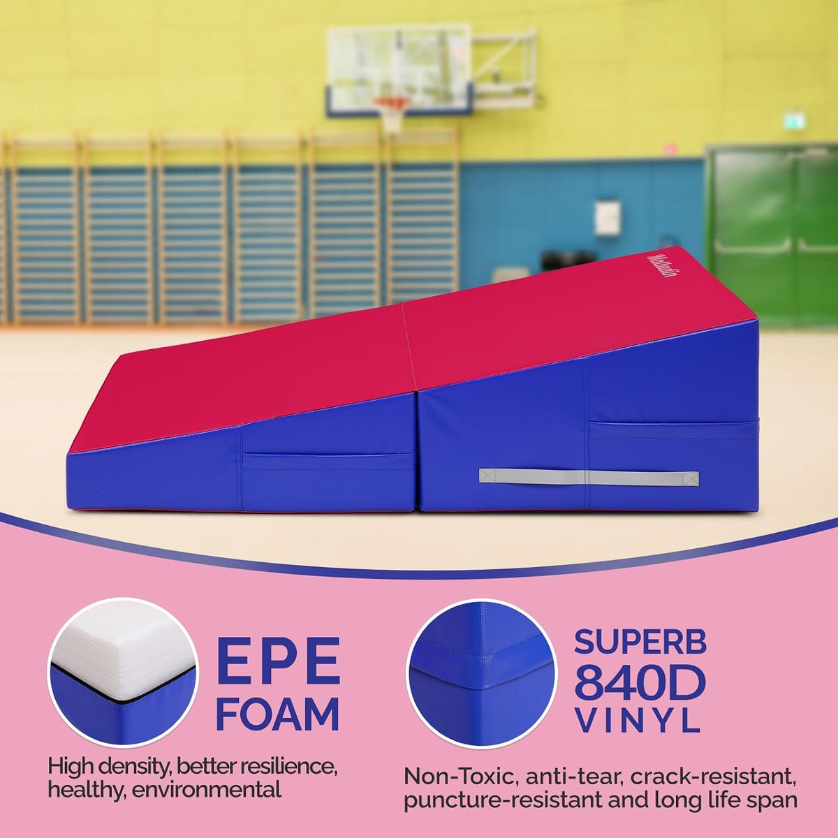 48"x24"x14" Tumbling Mat - Folding Gymnastics Cheese Wedge Mat for Kids, Girls Home Training