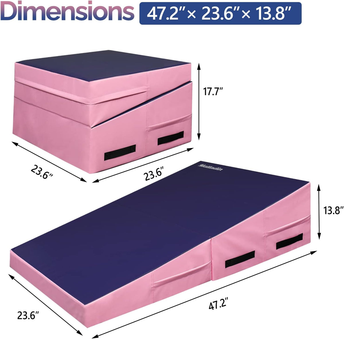 48"x24"x14" Tumbling Mat - Folding Gymnastics Cheese Wedge Mat for Kids, Girls Home Training