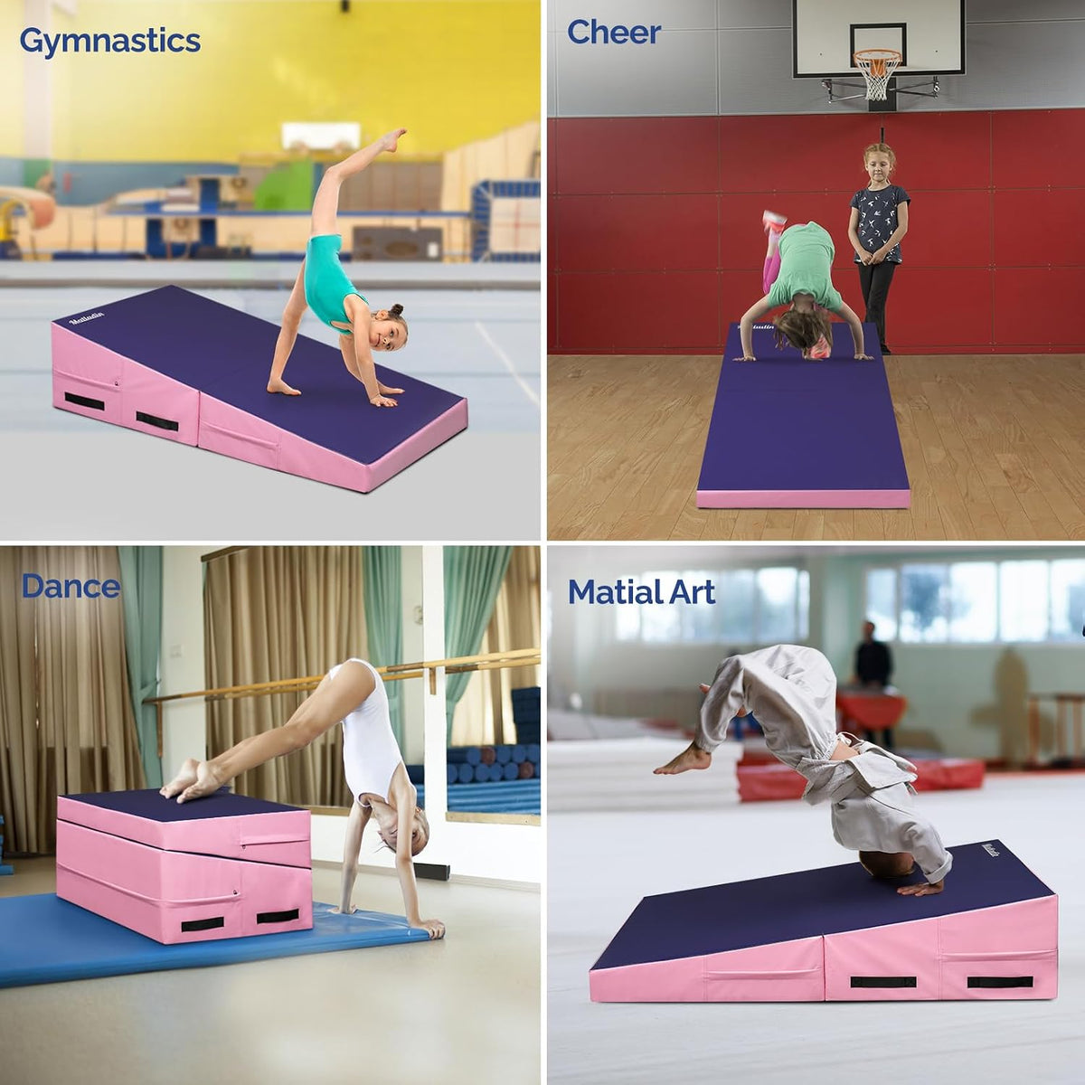 48"x24"x14" Tumbling Mat - Folding Gymnastics Cheese Wedge Mat for Kids, Girls Home Training