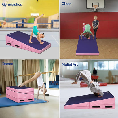 48"x24"x14" Tumbling Mat - Folding Gymnastics Cheese Wedge Mat for Kids, Girls Home Training