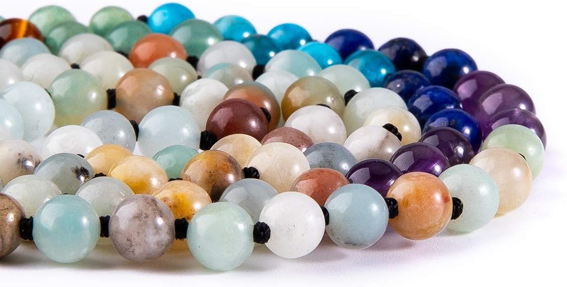 108 Mala Beads Necklace Life Tree 7 Chakra Wrap Bracelet Real Healing Gemstone Yoga Meditation Hand Knotted Mala Prayer Bead Necklace