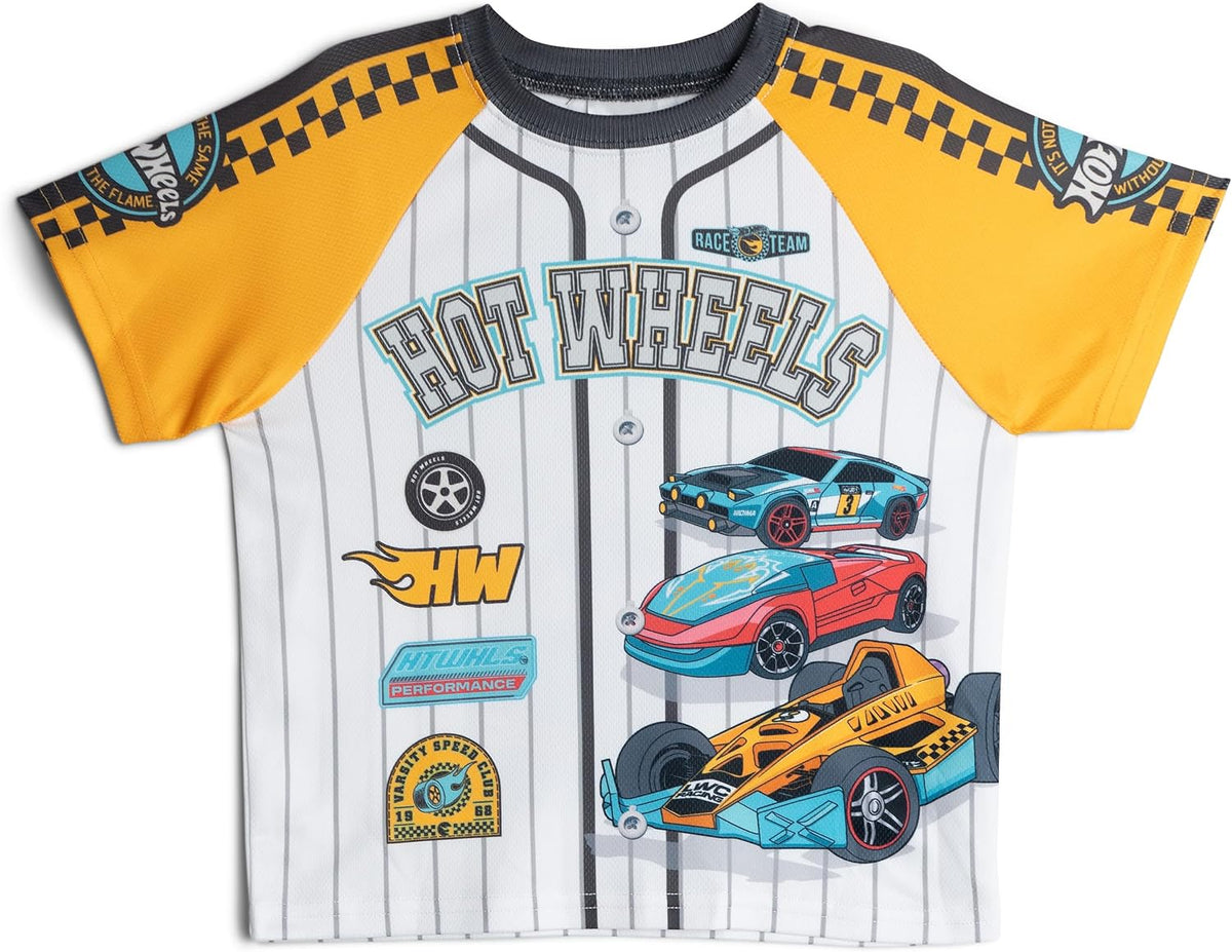 Athletic Mesh Baseball Jersey T-Shirt and Shorts Outfit Set Toddler to Big Kid Sizes (2T - 10-12)
