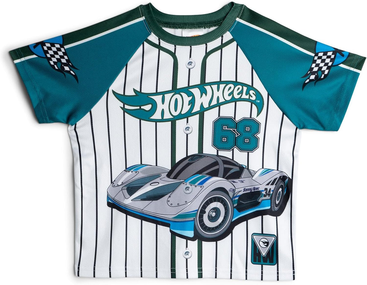 Athletic Mesh Baseball Jersey T-Shirt and Shorts Outfit Set Toddler to Big Kid Sizes (2T - 10-12)