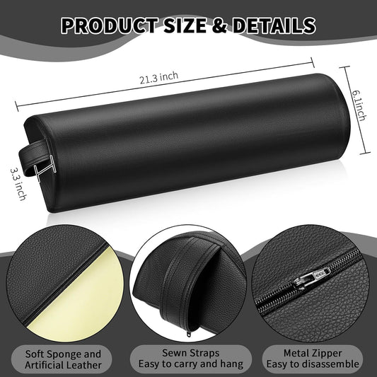 Half Round Massage Table Bolster Pillow Pad with Strap Handle, Semi-Round Bolster Pillow, 6"W x 3"H x 21"L Bolsters Support Pad for Massage Yoga Spa Neck Under Knee Ankles Pain Relief(4 Pcs)