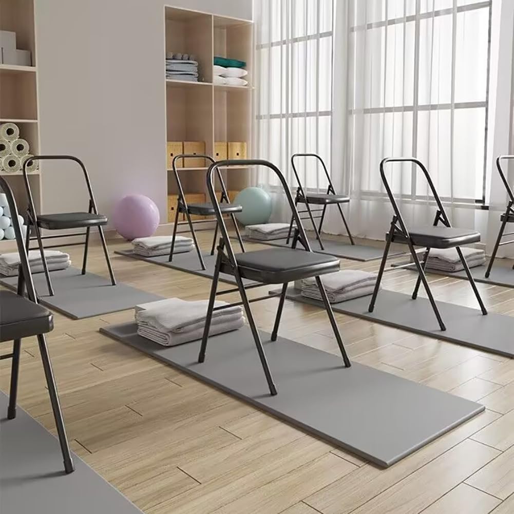 Portable Folding Yoga Chair Yoga Auxiliary Chair Backless Yoga Chair with Non-Slip Feet Covers Flexibility and Strength Training Tool,Brown