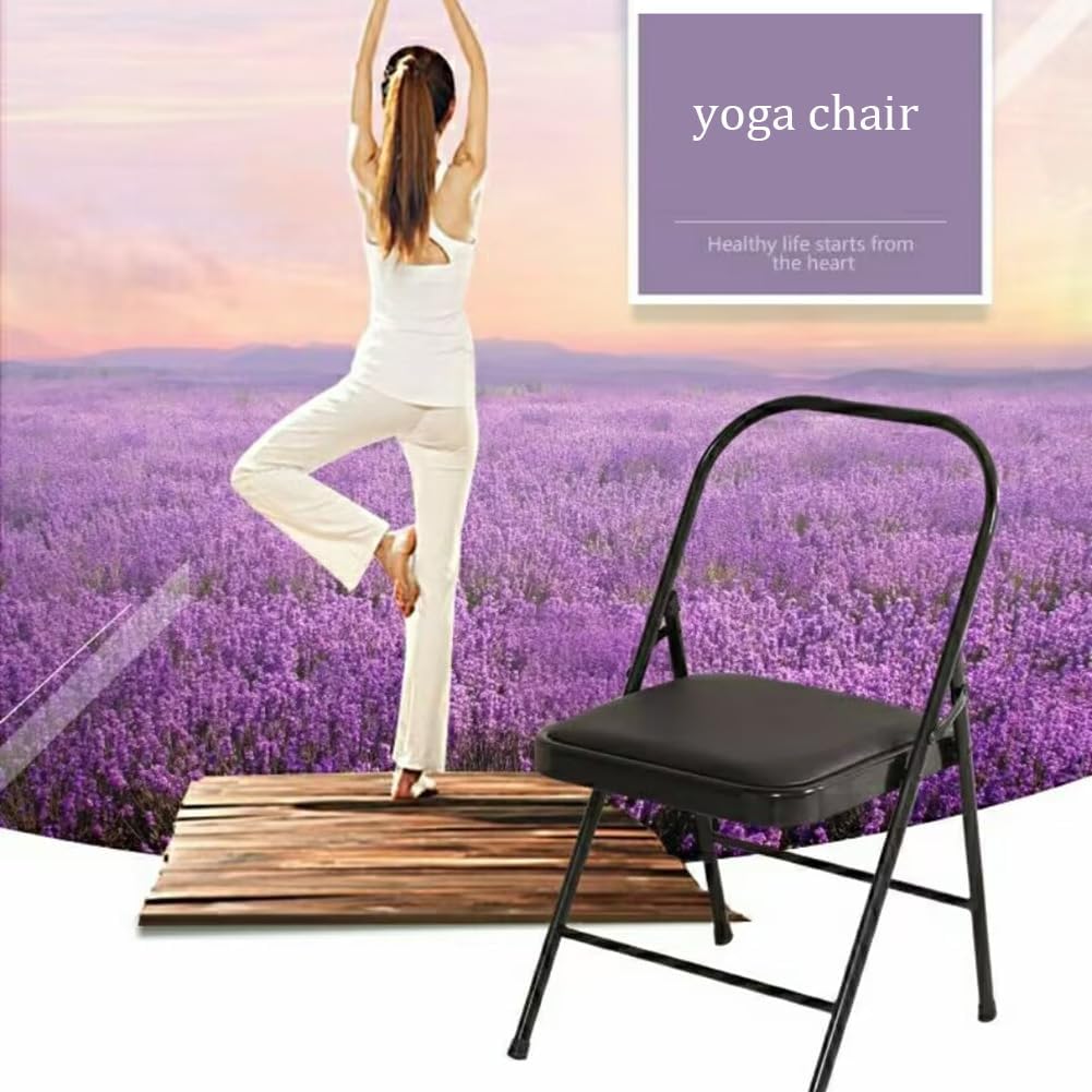 Portable Folding Yoga Chair Yoga Auxiliary Chair Backless Yoga Chair with Non-Slip Feet Covers Flexibility and Strength Training Tool,Brown
