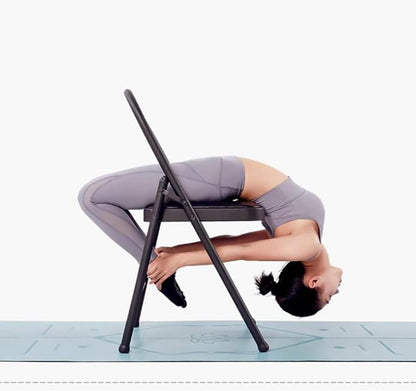 Portable Folding Yoga Chair Yoga Auxiliary Chair Backless Yoga Chair with Non-Slip Feet Covers Flexibility and Strength Training Tool,Brown