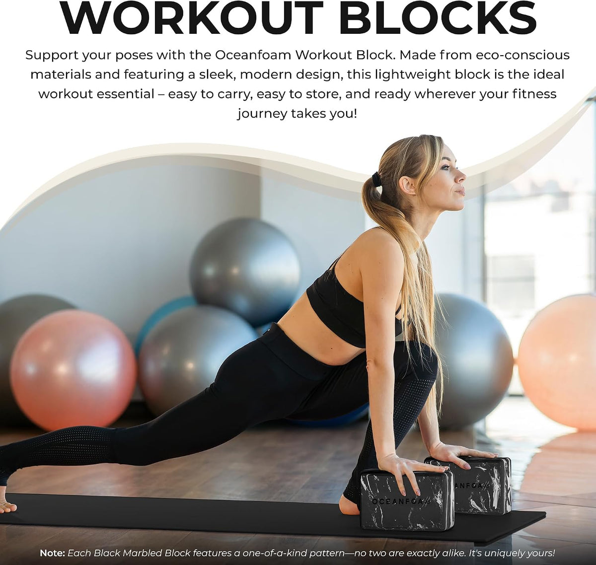High-Density Foam Yoga Block for Exercise, Pilates & More (Black)