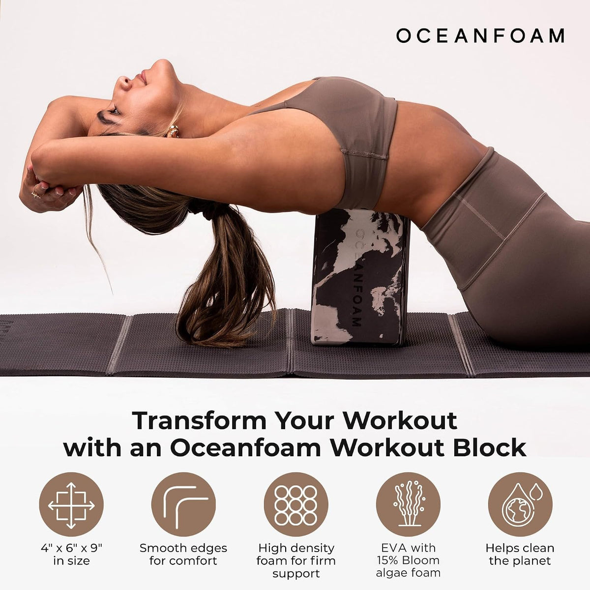 High-Density Foam Yoga Block for Exercise, Pilates & More (Black)