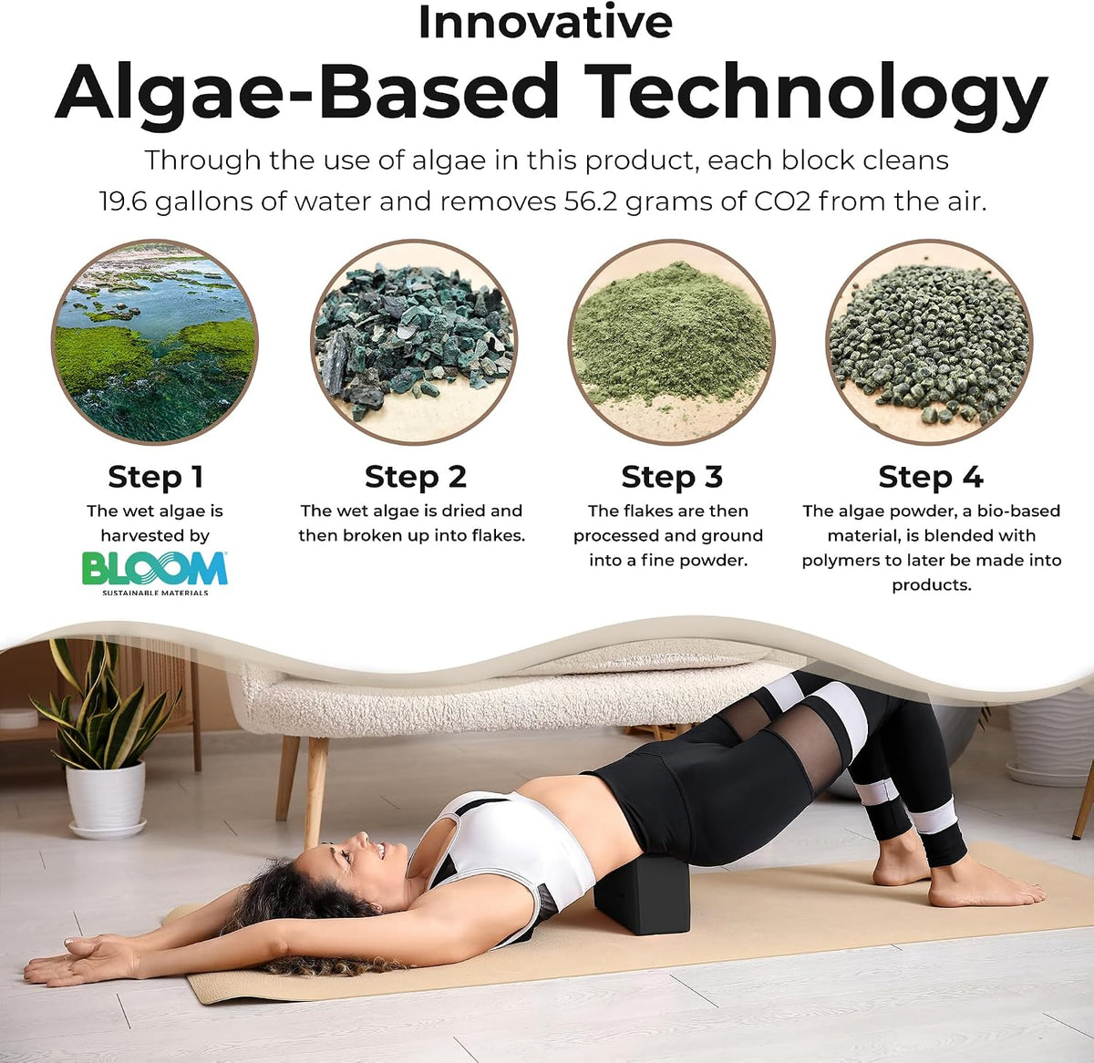 High-Density Foam Yoga Block for Exercise, Pilates & More (Black)
