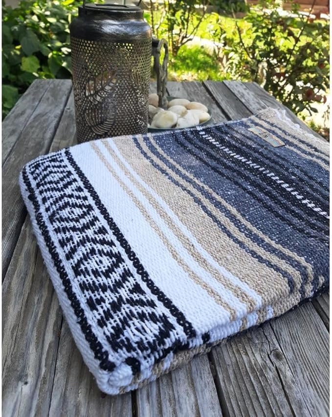 Open Road Goods Bulk Falsa Blankets - Handwoven Authentic Mexican Falsa - Great for Weddings, Yoga, Beach, Picnics, or Mexican Throw! (Tan, 7 Pack)