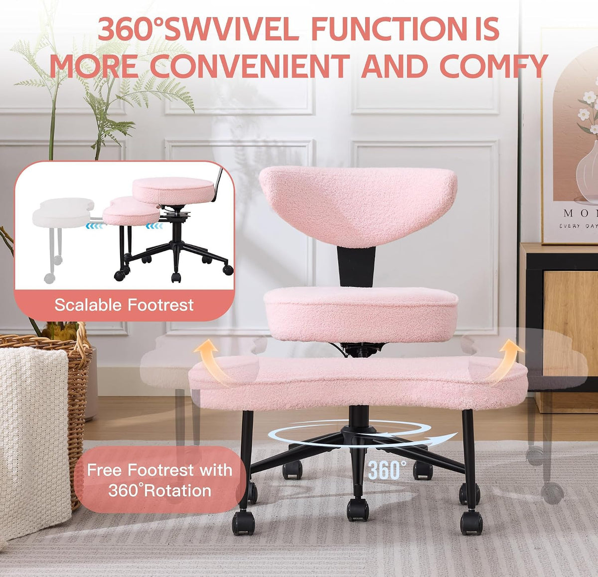 Cross Legged Chair – Ergonomic Swivel Seat with Lumbar Support & Wheels