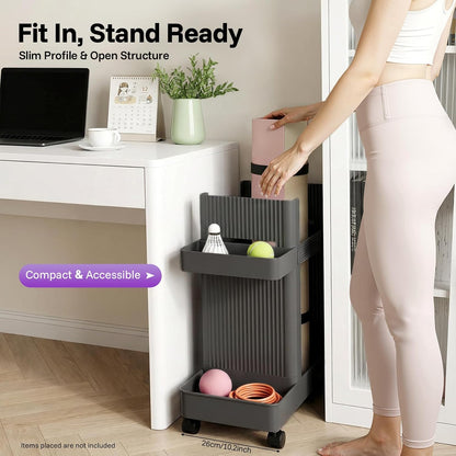 Home Gym Storage Yoga Mat Storage Rack with Wheels Workout Equipment Storage Cart for Home Gym School Supplies